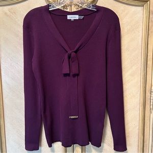 Calvin Klein Purple Front Bow Tie Sweater